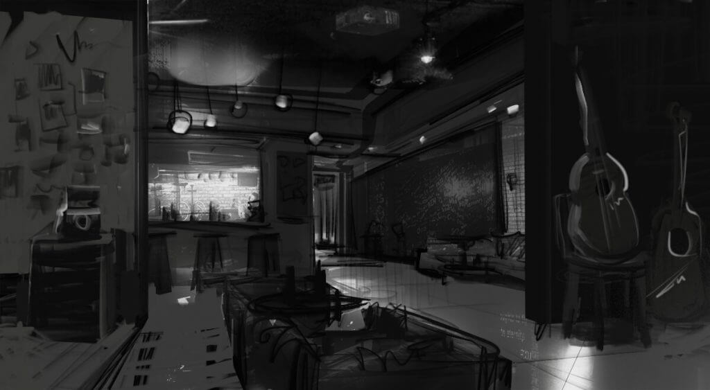 Environment concept. Music bar