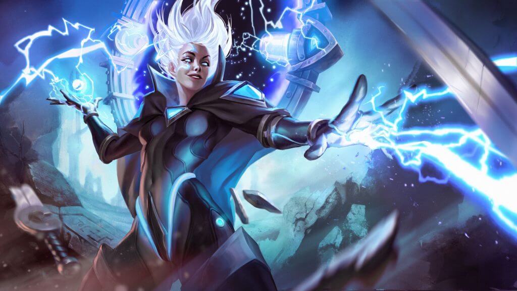 Illustration of a woman throwing lightnings